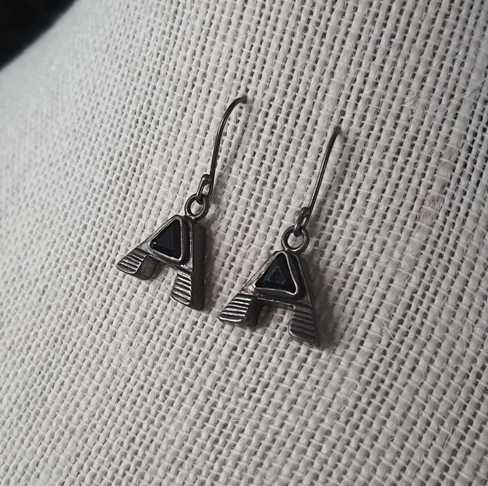 Vintage Scottish Victorian Onyx A Earrings